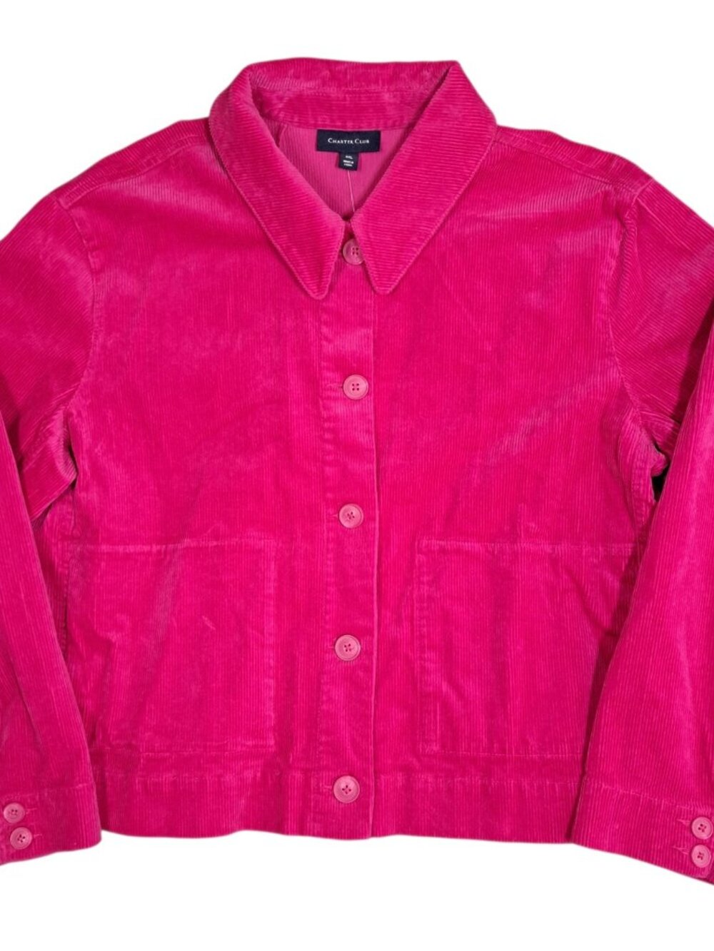 Charter Club Womens Corduroy Blazer Jacket Sz XXL/2XL Fuschia Magenta Pink Plus